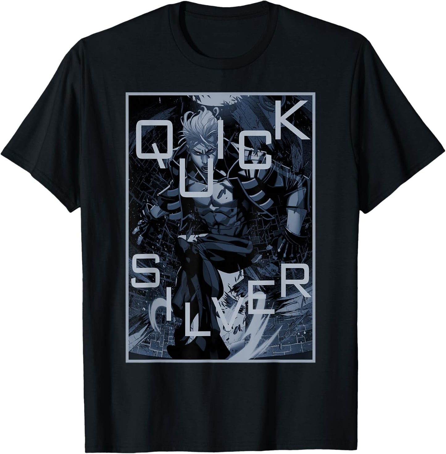 Marvel X-Men Quicksilver The Blink of an Eye Poster T-Shirt - T-Shirt | Black