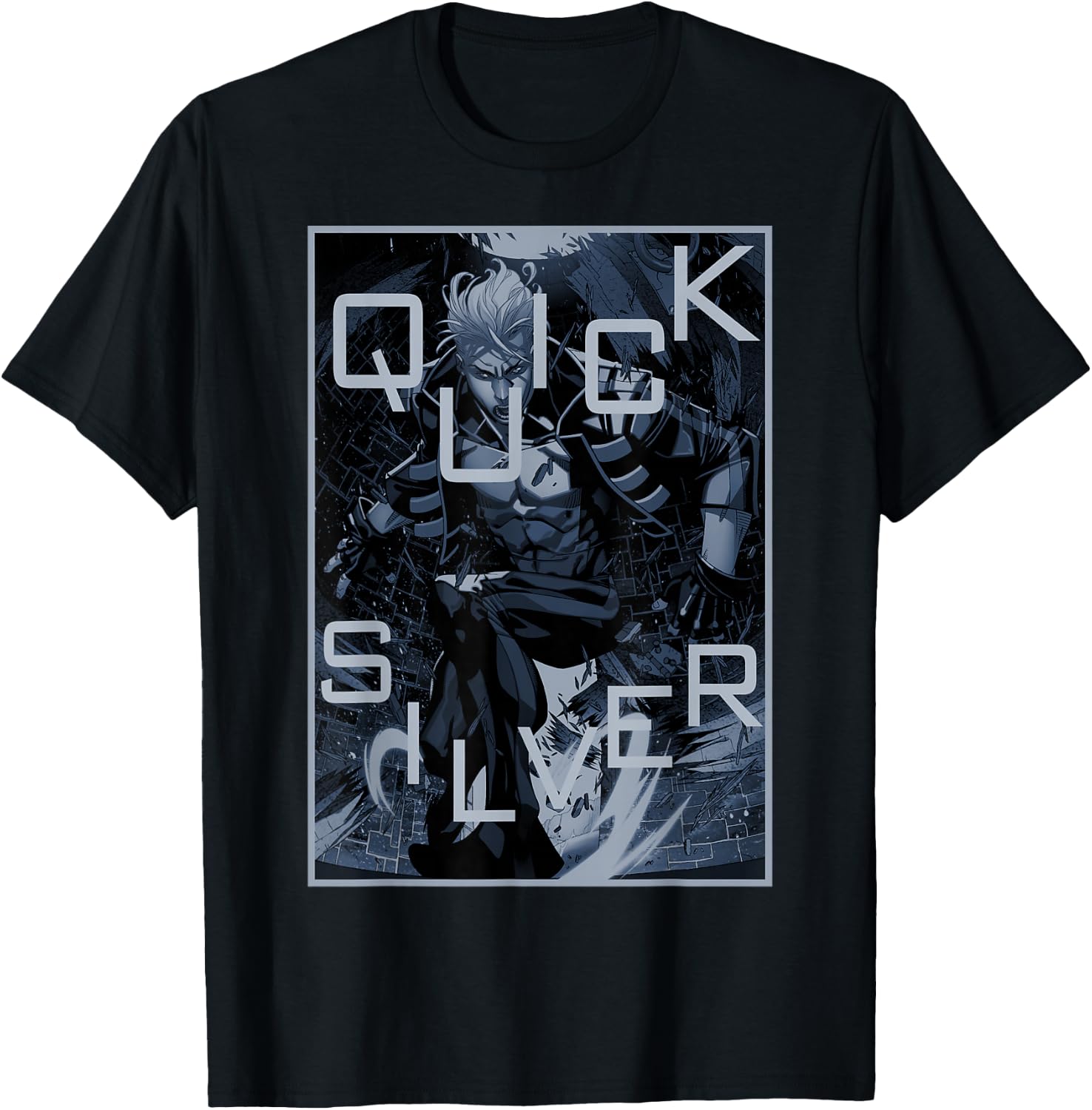 Marvel X-Men Quicksilver The Blink of an Eye Poster T-Shirt - T-Shirt | Black