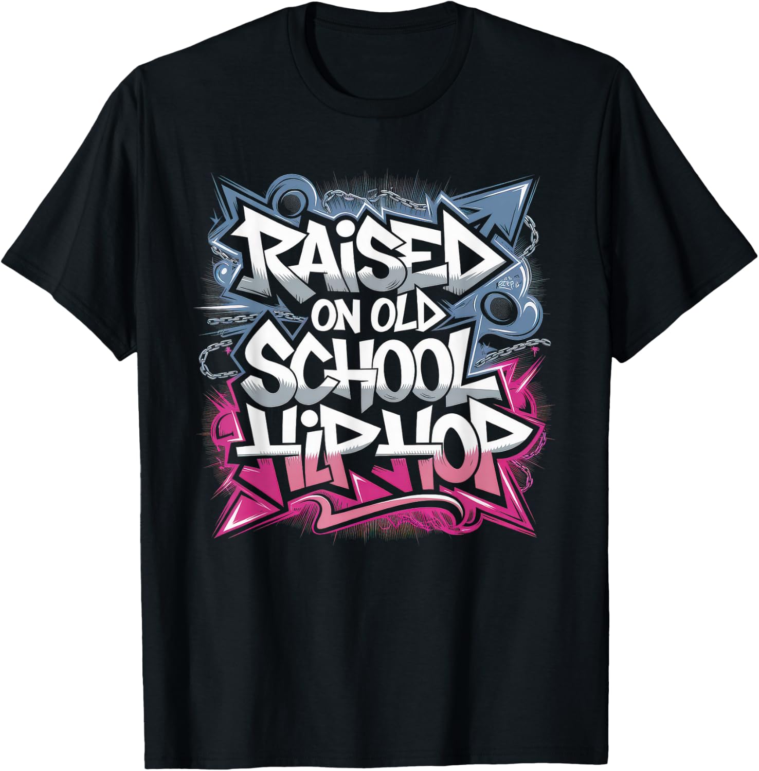 RAISED ON OLD SCHOOL HIP HOP Cassette Graffiti Rap T-Shirt - T-Shirt | Black
