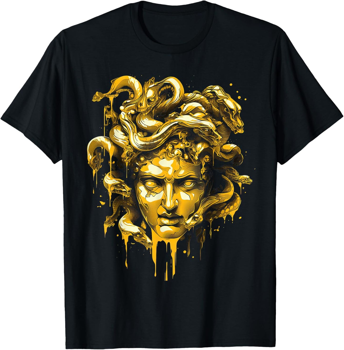 Medusa Head Greek Mythology Ancient Snake Hair T-Shirt - T-Shirt | Black