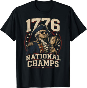 1776 National Champs George Washington Funny Patriotic T-Shirt - T-Shirt | Black