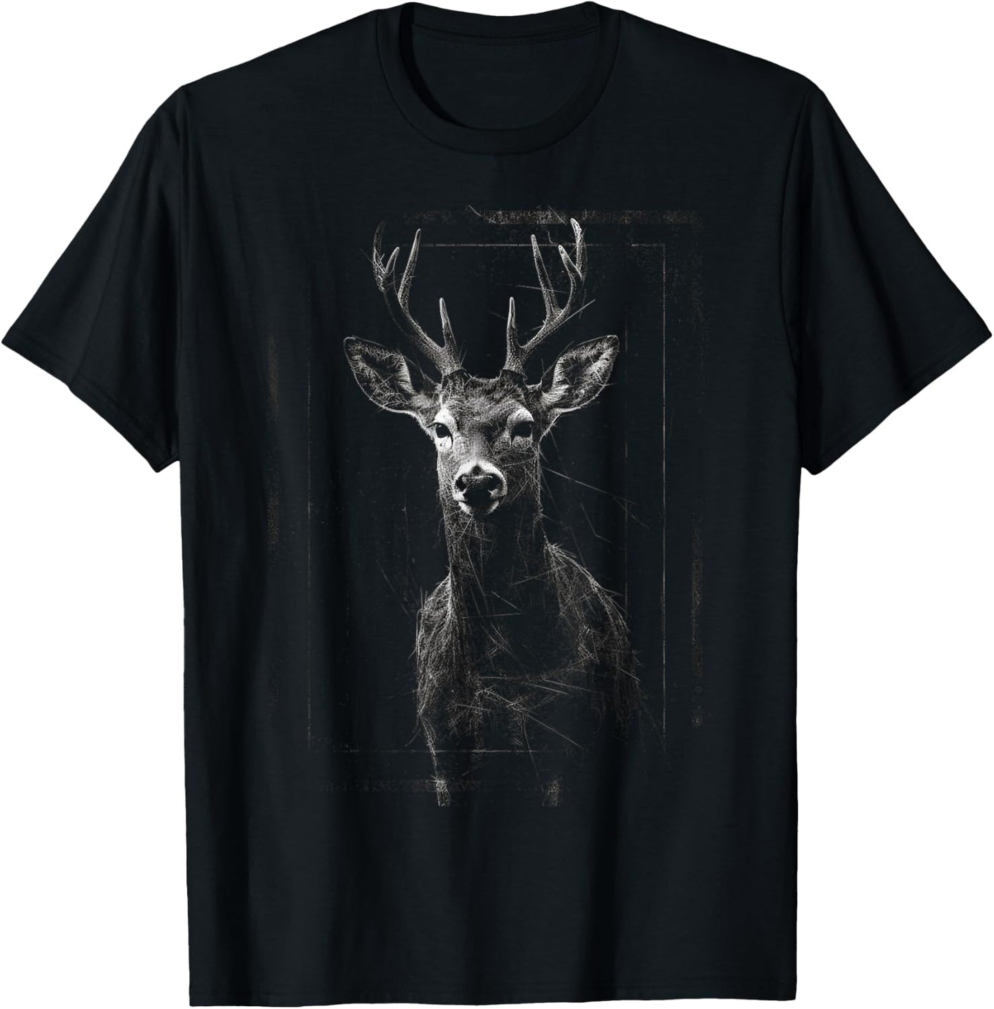 Hirsch Artwork Motiv - Kunst Tier Hirsch T-Shirt - T-Shirt | Black
