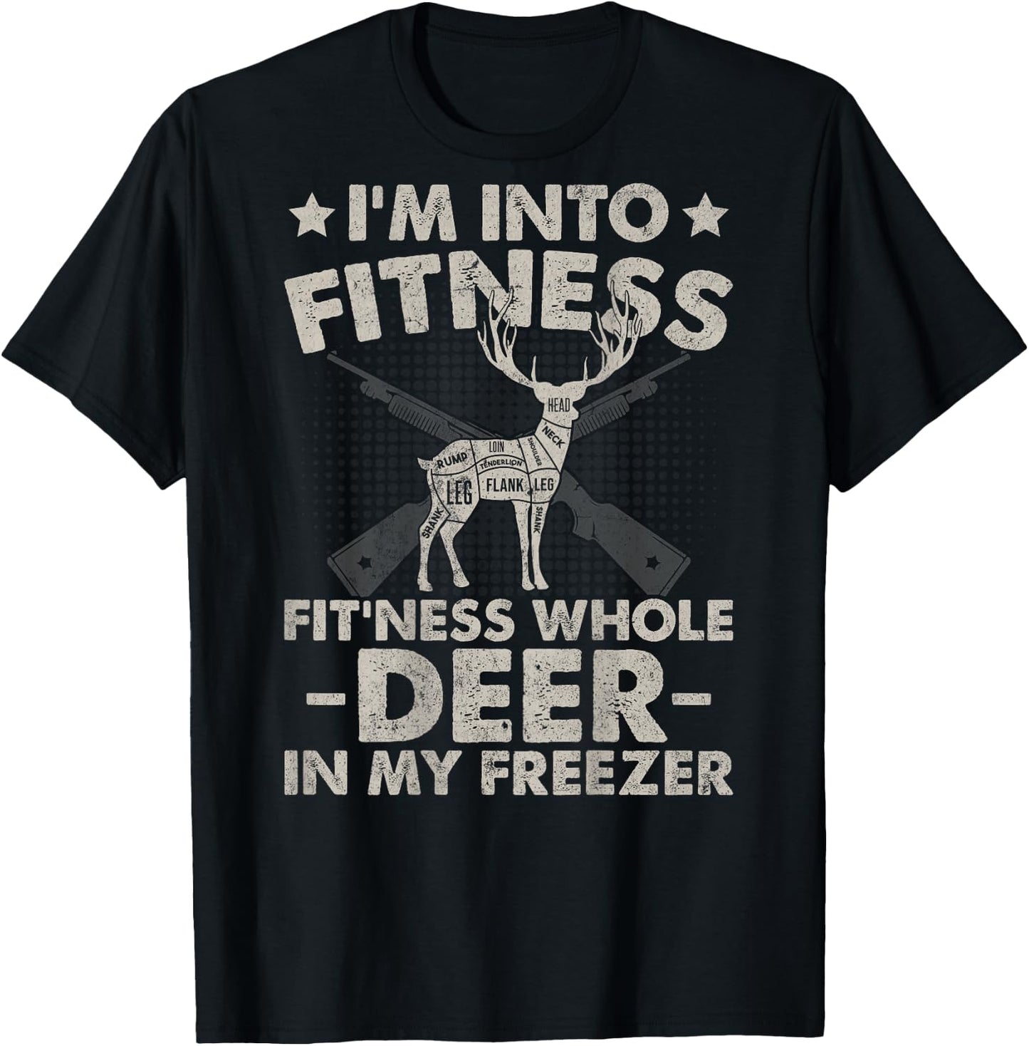 In Fitness My Freezer Deer Hunting Design On Back T-Shirt - T-Shirt | Black