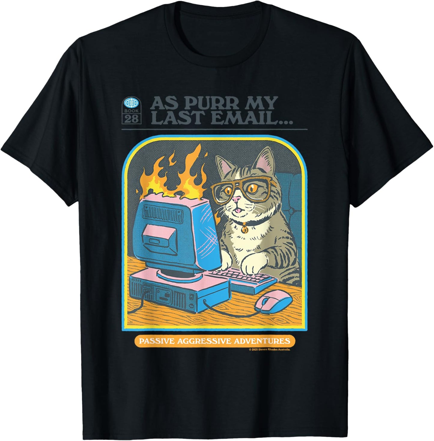 My Last Email Cat Sarcastic Retro Funny Adult Work Humor T-Shirt - T-Shirt | Black