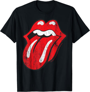 The Rolling Stones Classic Tongue Distressed T-Shirt - T-Shirt | Black