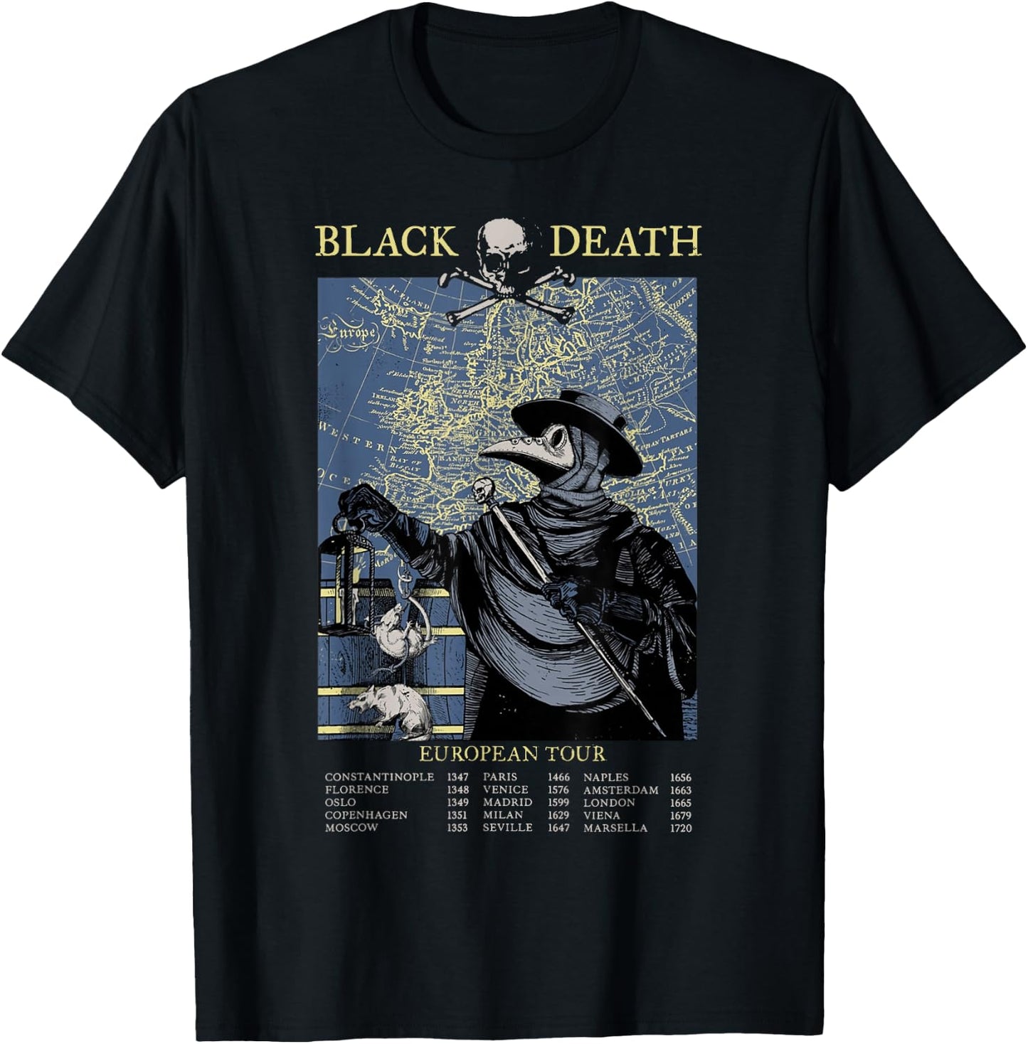 Pest Mask Doctor Plague Black Death European Tour , black T-Shirt - T-Shirt | Black