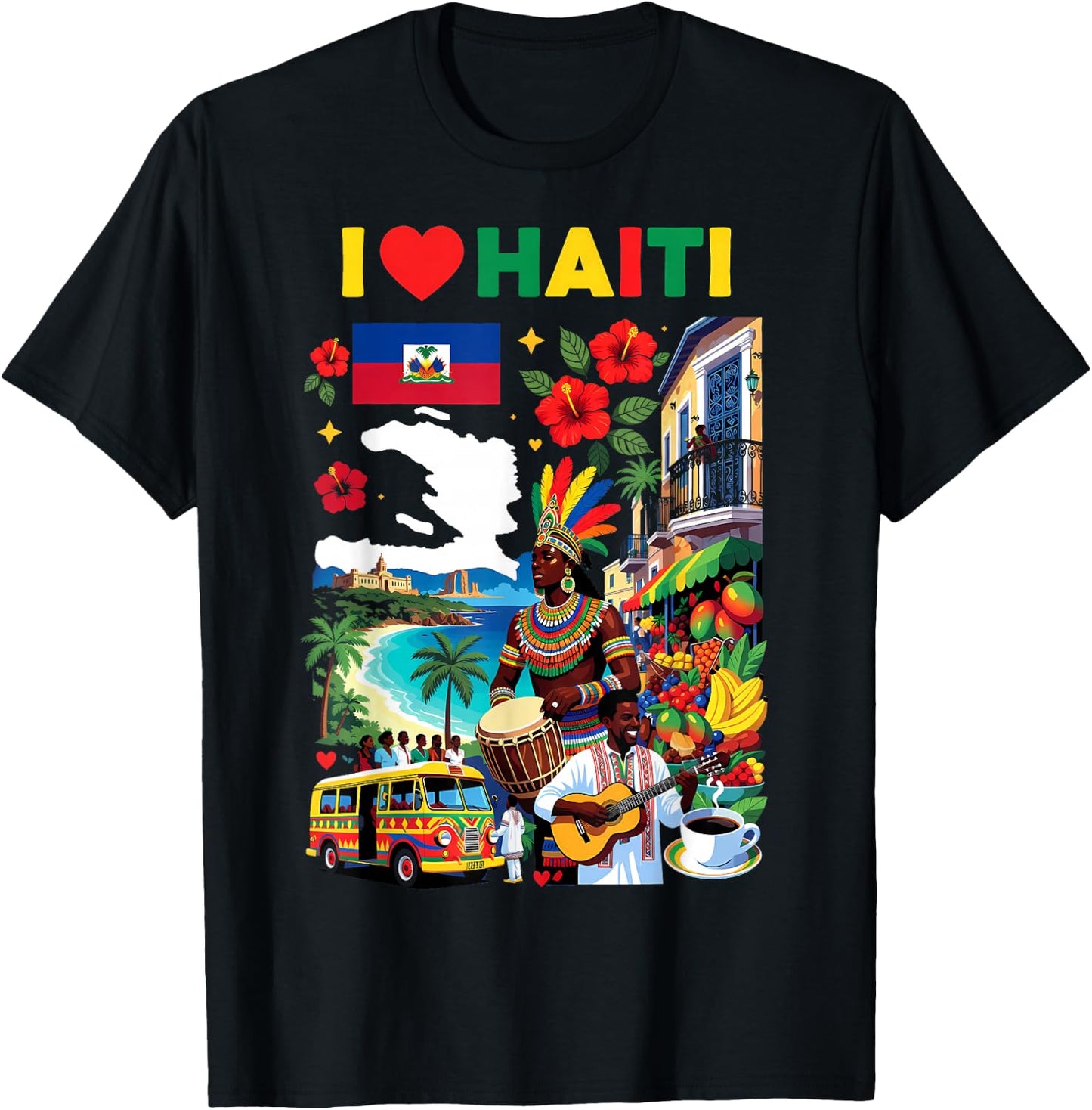 I Love Haiti Haitian T-Shirt - T-Shirt | Black