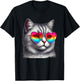 Cute Valentines Day Grey Cat Heart Sunglasses Women Men T-Shirt - T-Shirt | Black