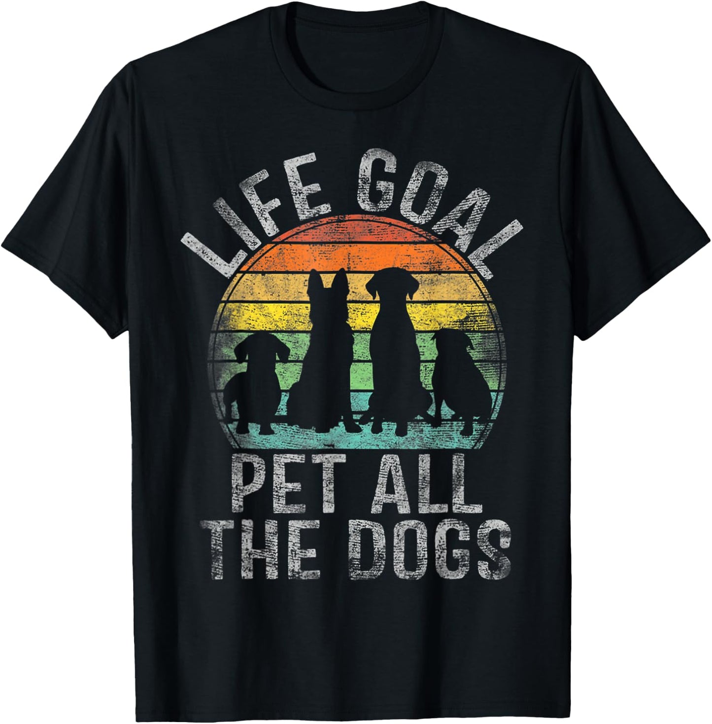 Life Goal Pet All The Dogs Kids Funny Dog T-Shirt - T-Shirt | Black