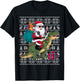 Ugly Xmas Sweater Style Santa Riding Dinosaur Christmas T-Shirt - T-Shirt | Black