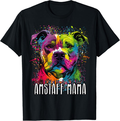 Buntes Splash Art American Staffordshire Amstaff Mama