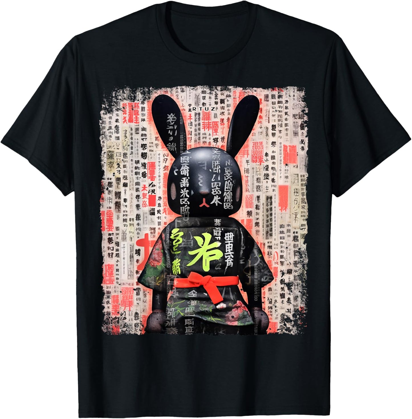 Hip Hop Y2K Vintage Hipster Hare Streetwear Bunny Samurai T-Shirt - T-Shirt | Black