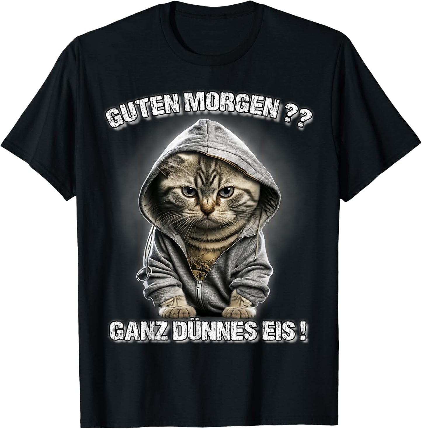 Guten Morgen? Ganz Dünnes Eis! Funny Cats Coffee , black T-Shirt - T-Shirt | Black