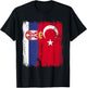 Serbia Turkey Half Flag Turkiye Serbian Turkish Jersey T-Shirt - T-Shirt | Black