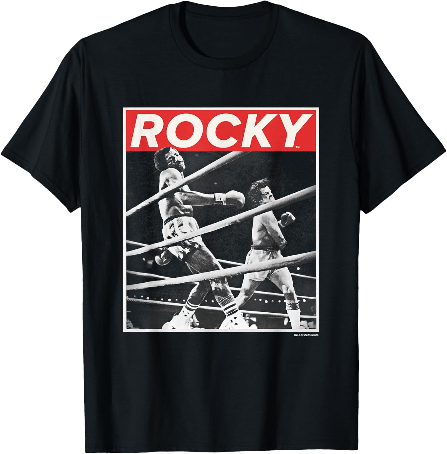 Rocky Savage Punch Apollo Creed Fight Vintage Panel , Black, S T-Shirt - T-Shirt | Black
