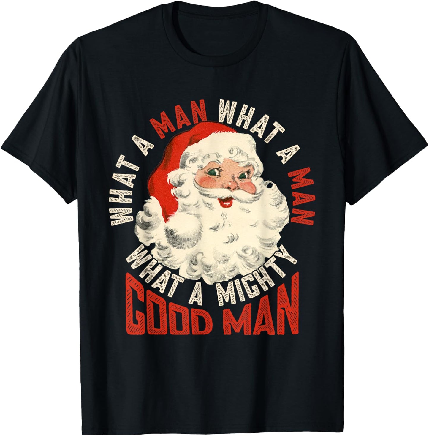 Black - Small - -Adult - Holiday - Festive - Santa Claus Print - - Short Sleeve - Polyester 100% - Imported T-Shirt - T-Shirt | Black
