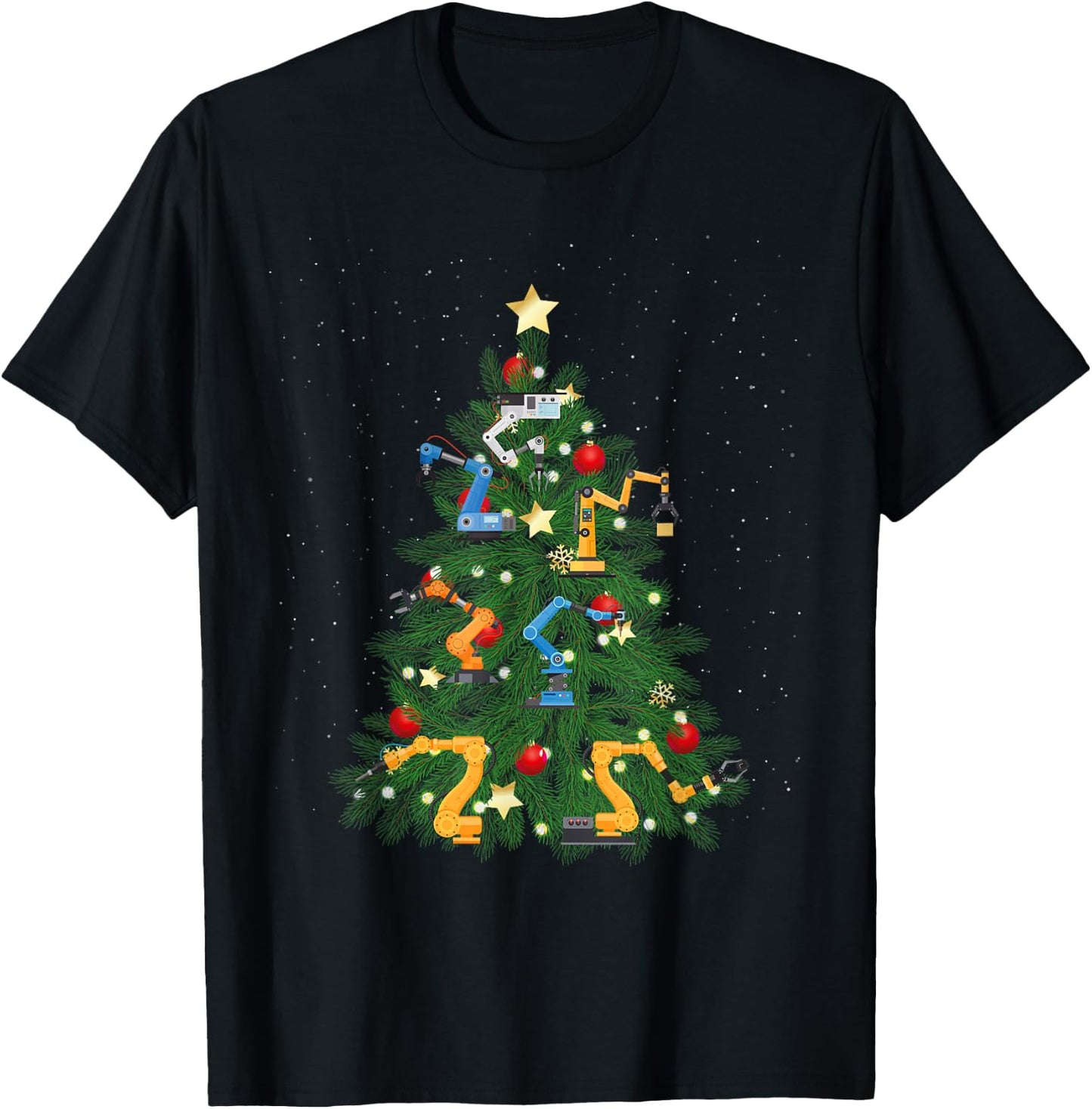 Robot Robotics Engineer Christmas Tree T-Shirt - T-Shirt | Black