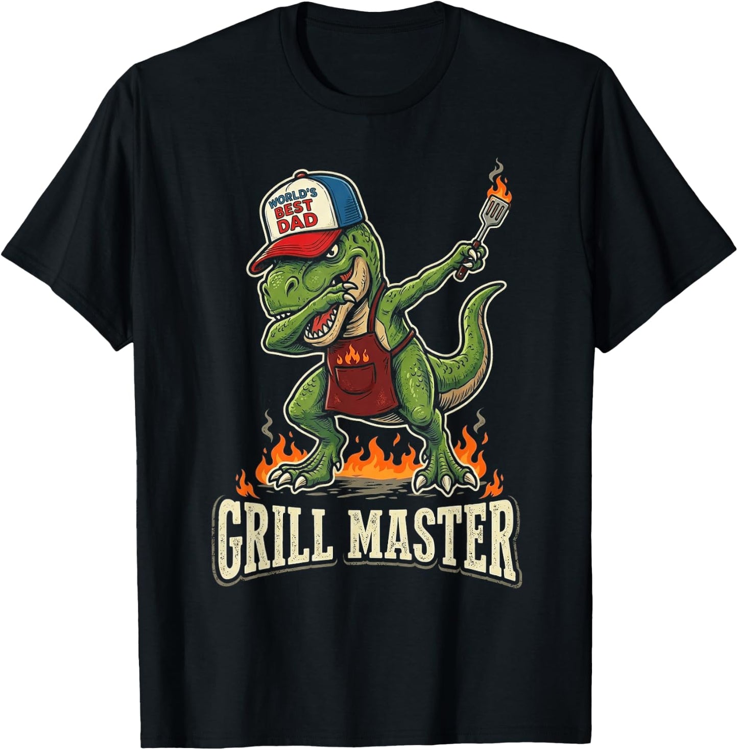 Funny Dinosaur BBQ Grilling Dad Father's Day Summer Cookout T-Shirt - T-Shirt | Black