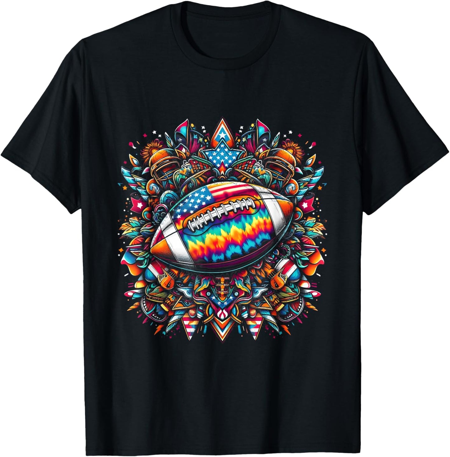 Tie-Dye American Football T-Shirt - T-Shirt | Black