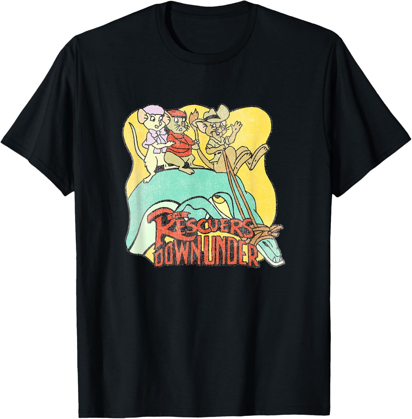 Disney The Rescuers Down Under Vintage Retro Lizard Ride T-Shirt - T-Shirt | Black