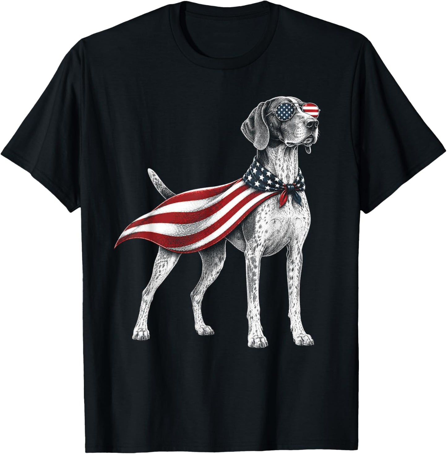 German Shorthaired Pointer 4th of July US American Flag Dog T-Shirt - T-Shirt | Black