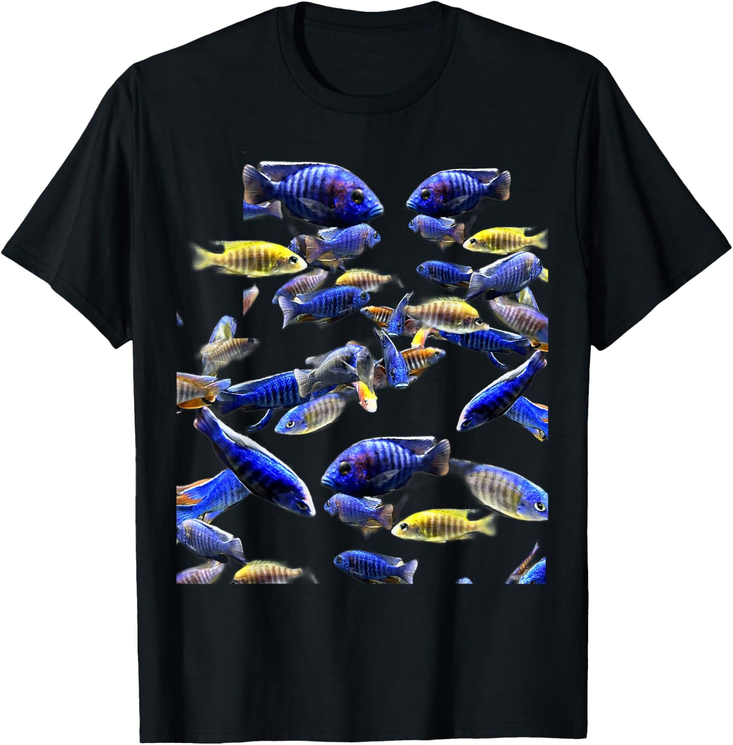 Blue Peacock African Cichlid - Aulonocara Nyassae Species T-Shirt - T-Shirt | Black