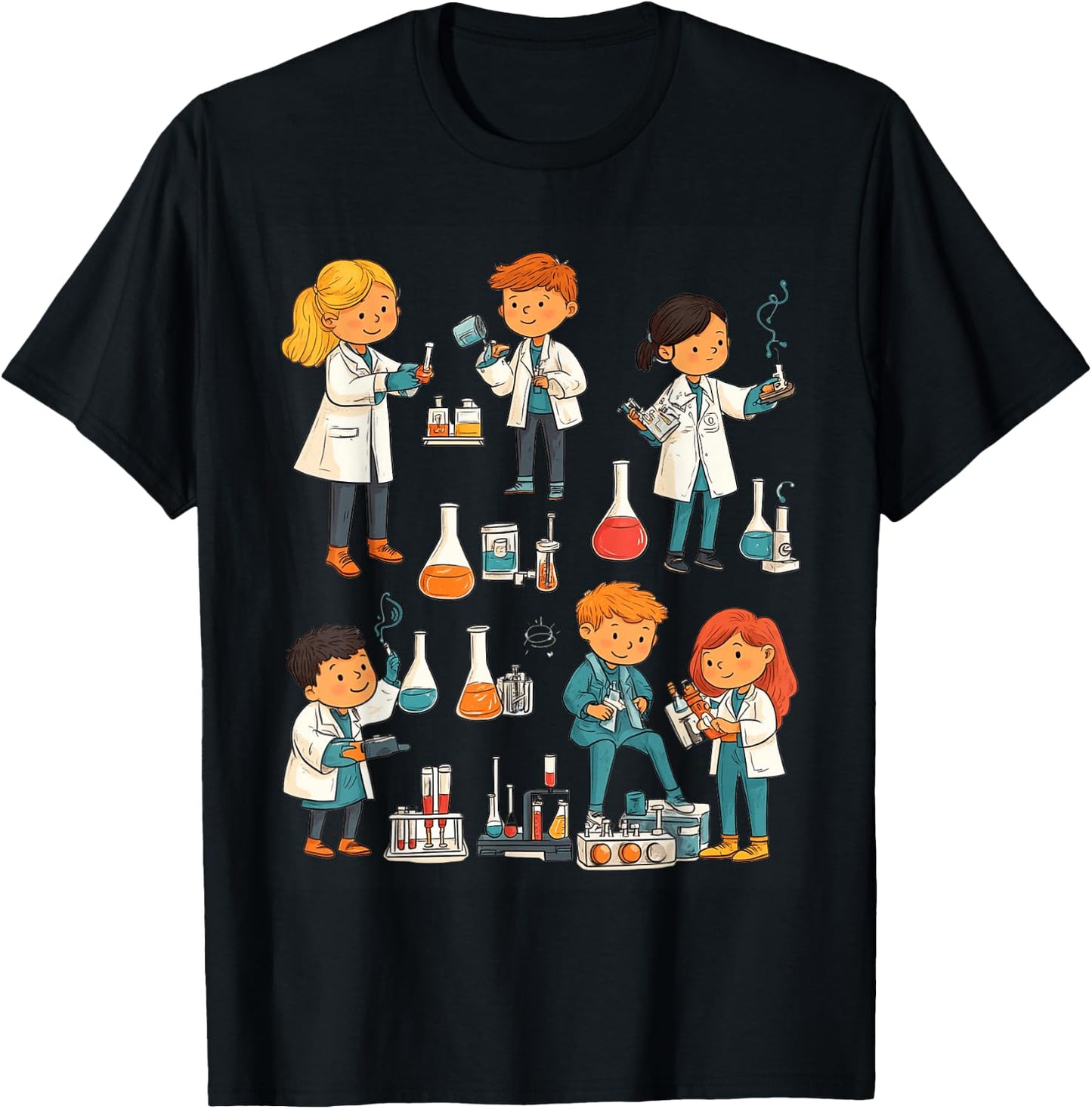 Laboratoire Scientifique Dessin Animé Éducation STEM T-Shirt - T-Shirt | Black