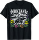 Montana Cowgirl Riding a Moose - Retro Look T-Shirt - T-Shirt | Black