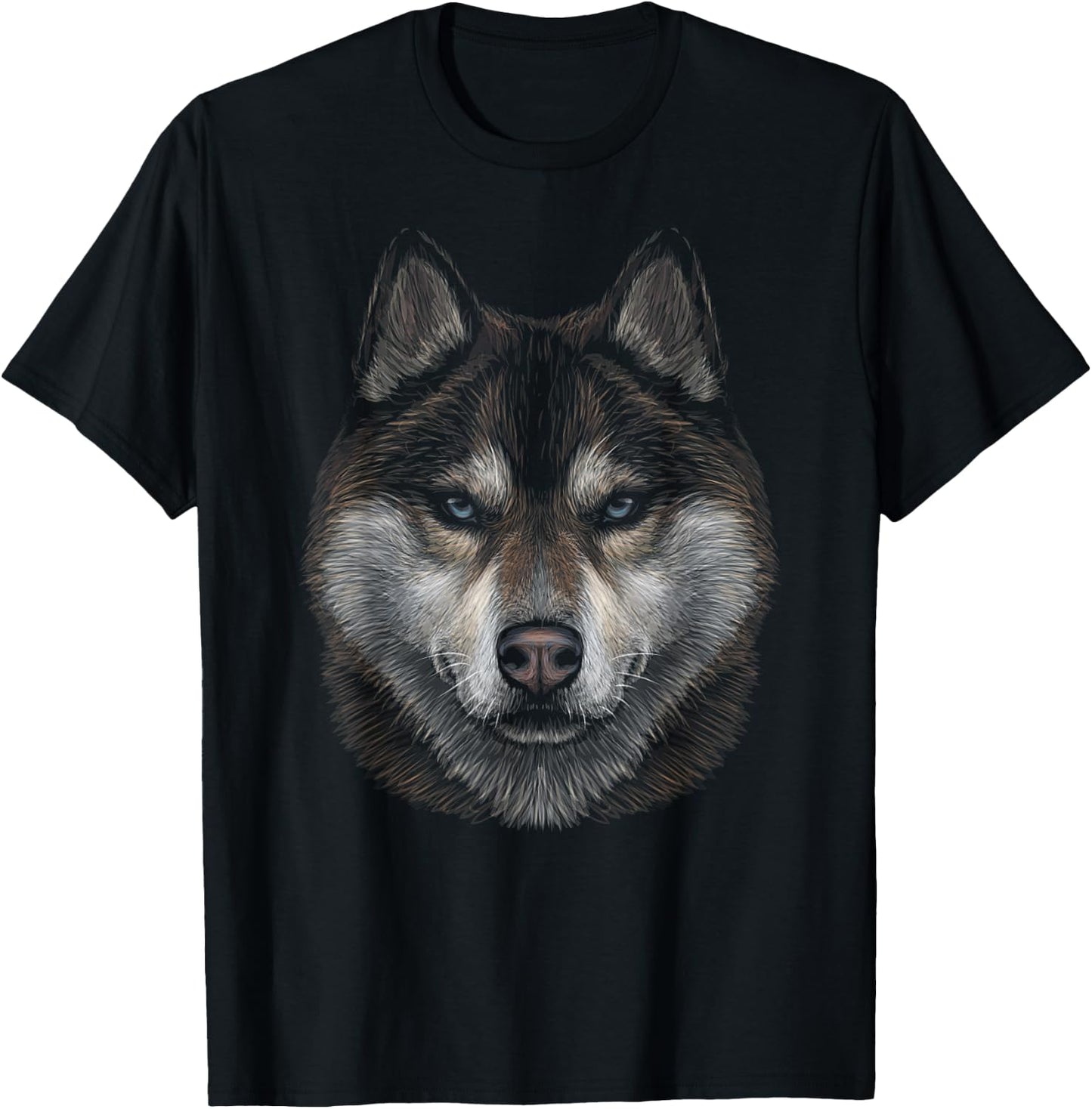Siberian Husky brown furs blue eyes head art face lovers dog Men Women Kids T-Shirt - T-Shirt | Black