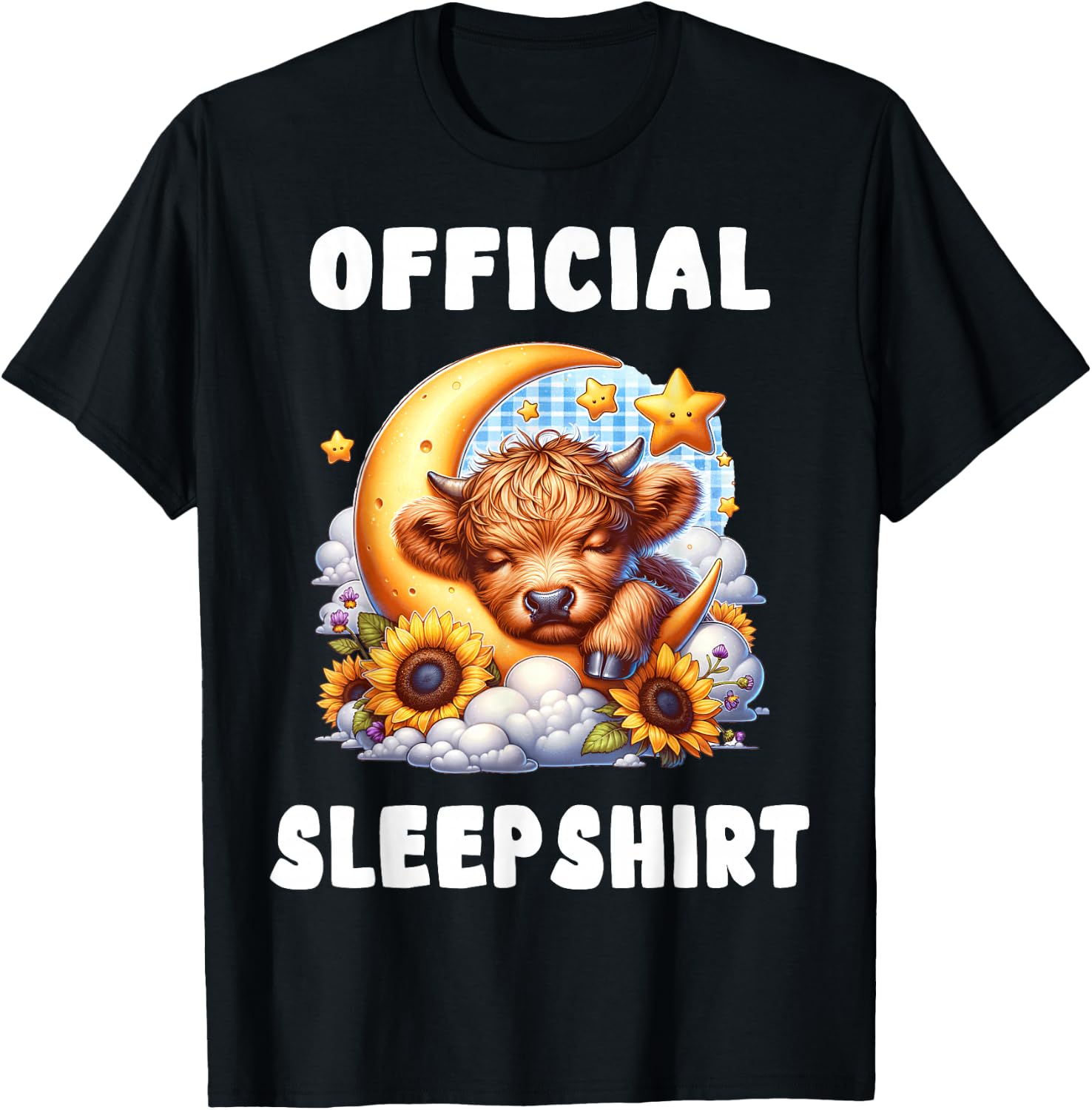 Highland_cow - Official Sleepshirt Pajamas Nightgown T-Shirt - T-Shirt | Black