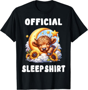 Highland_cow - Official Sleepshirt Pajamas Nightgown T-Shirt - T-Shirt | Black