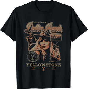 Yellowstone Iconic Beth Dutton Distressed Big Chest Poster T-Shirt - T-Shirt | Black