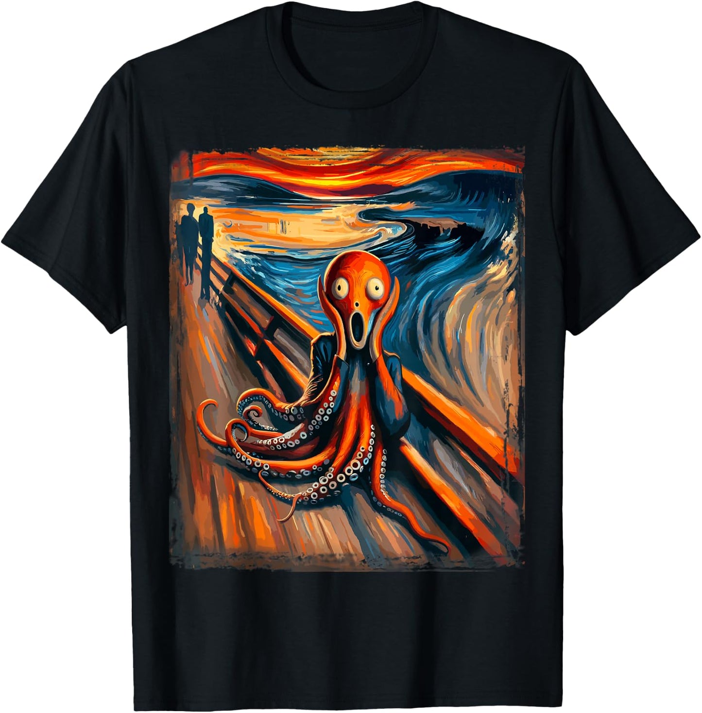 Scream Funny Ocean Surreal Artwork Humor Art Artsty Octopus T-Shirt - T-Shirt | Black