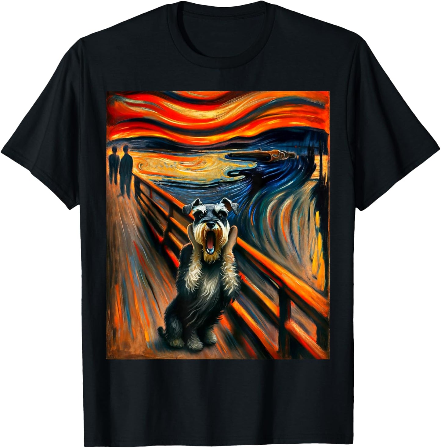 Expressionist Artsy Schnauzer Mini Dog | Artistic Schnauzer T-Shirt - T-Shirt | Black