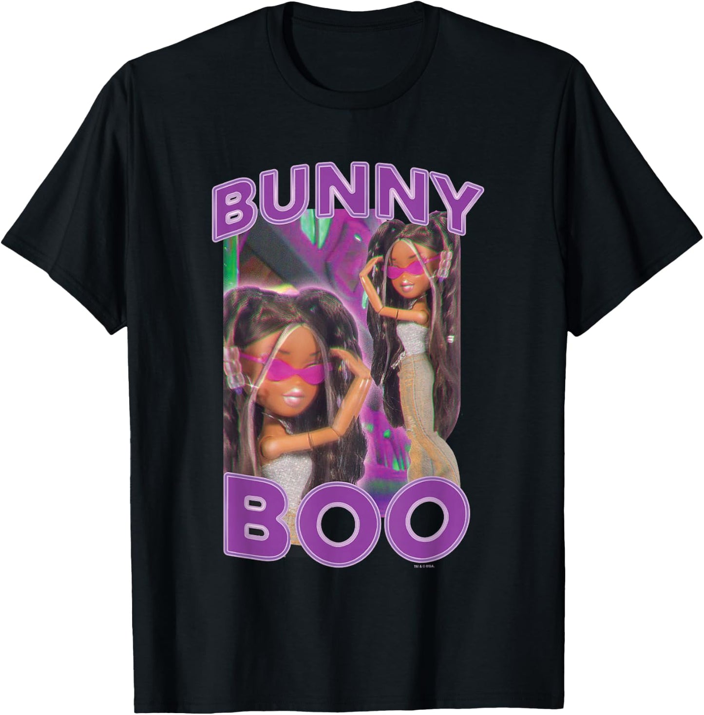 Bratz Bunny Boo Sasha Doll Sassy Portrait Vintage T-Shirt - T-Shirt | Black