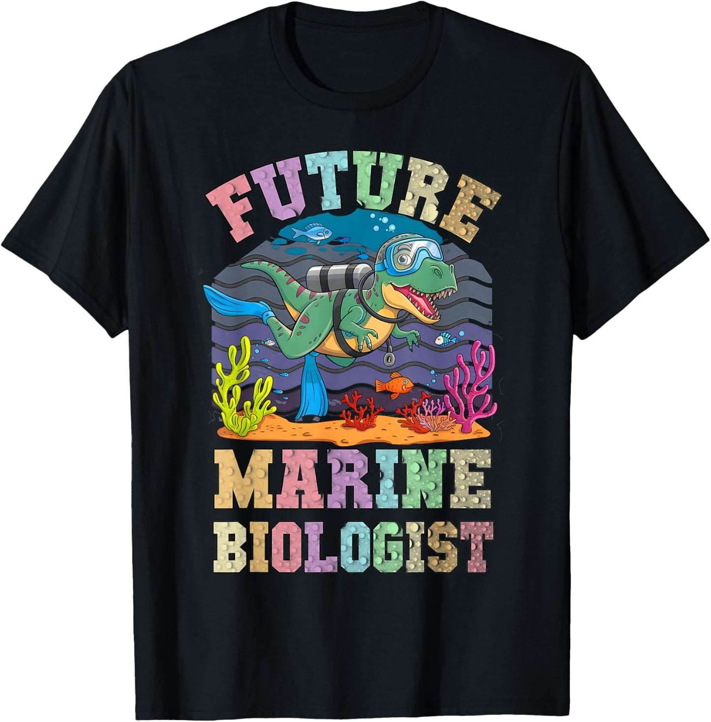 Funny FUTURE MARINE BIOLOGIST Dino Ocean Turtle Scuba Team T-Shirt - T-Shirt | Black