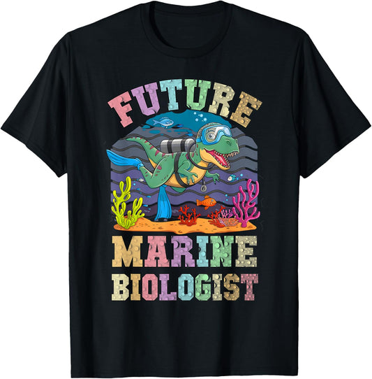 Funny FUTURE MARINE BIOLOGIST Dino Ocean Turtle Scuba Team T-Shirt - T-Shirt | Black