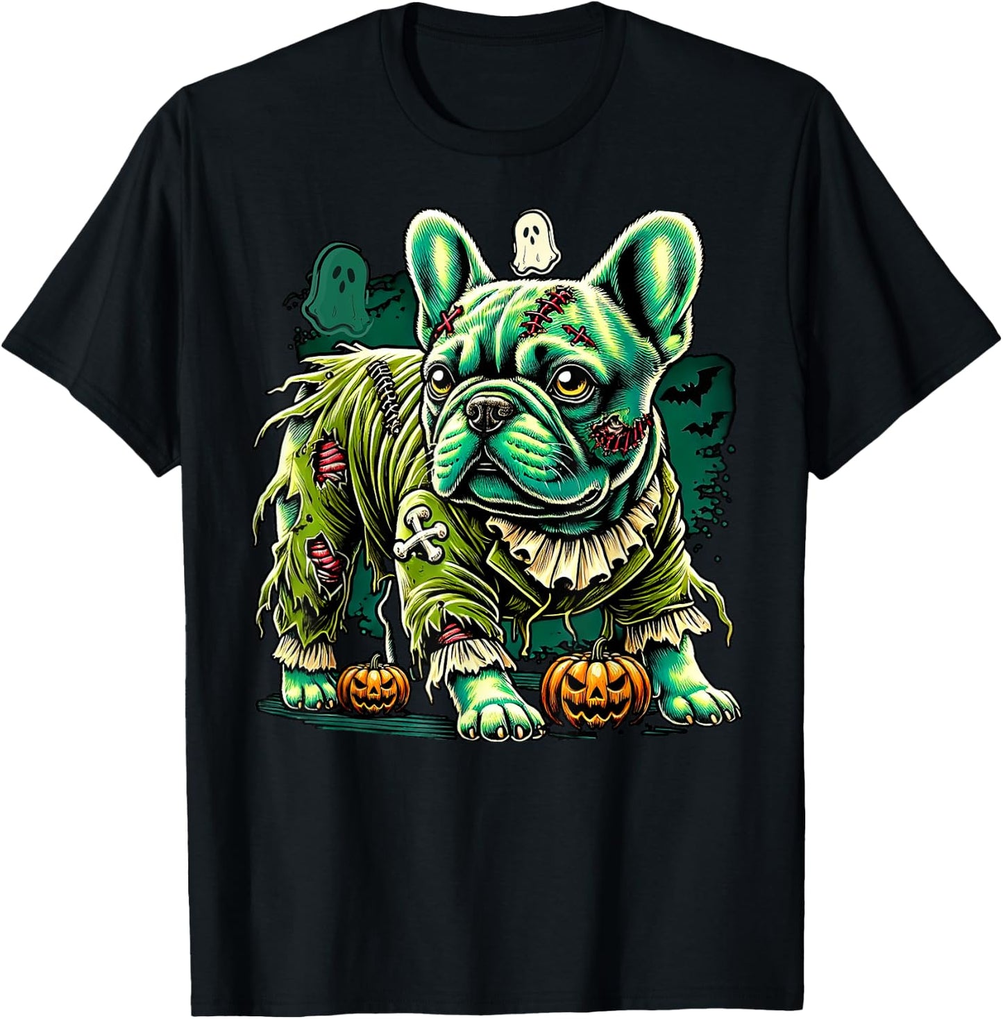 Zombie French Bulldog Halloween Dog Undead Puppy Costume Women T-Shirt - T-Shirt | Black