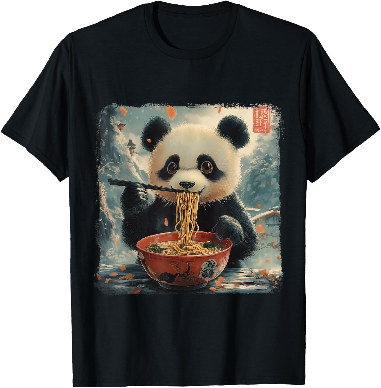 Panda Ramen Japanese Noodle Anime Manga Kawaii Sweet Otter , Black, S T-Shirt - T-Shirt | Black