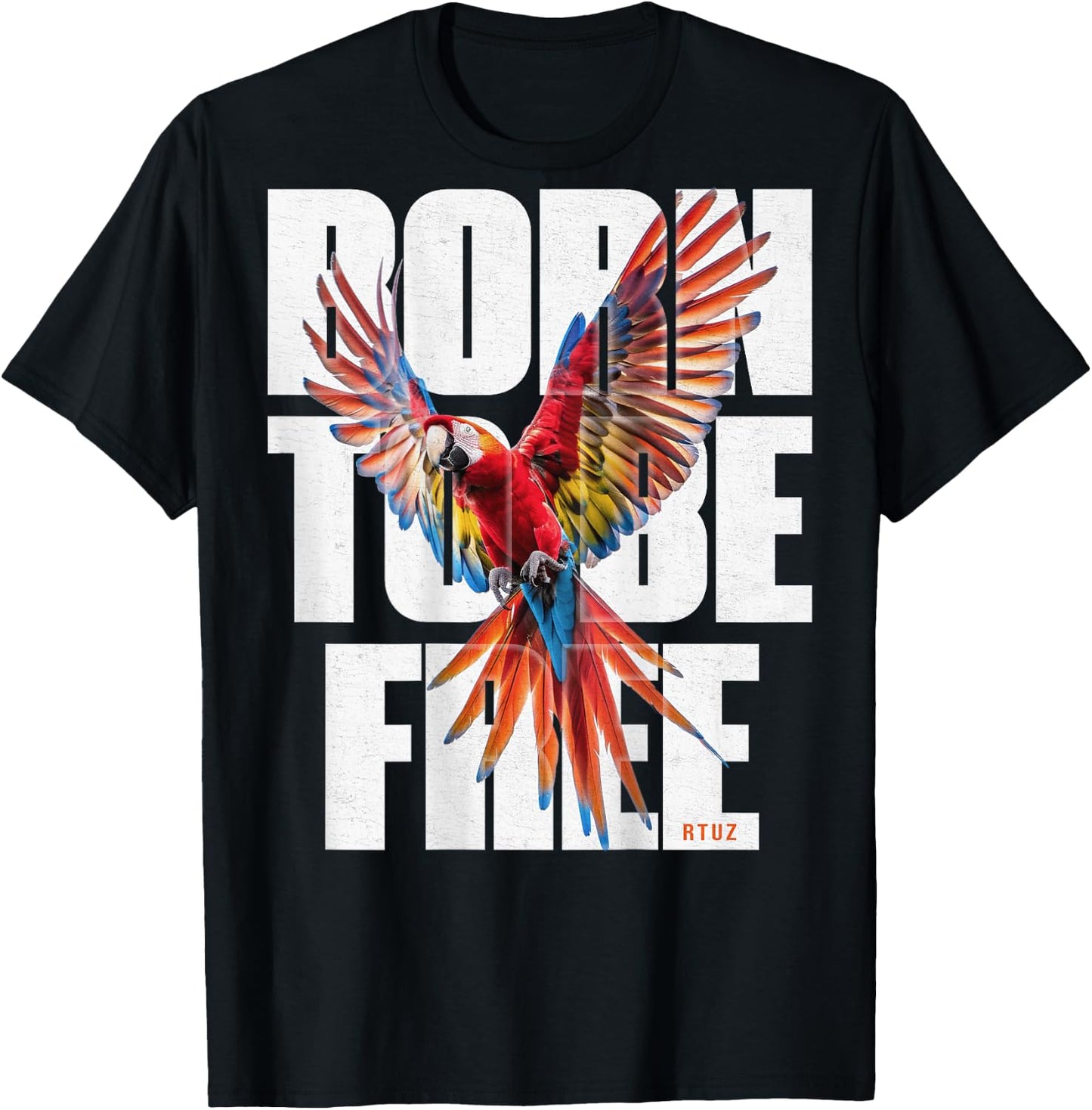 Hip Hop Y2K Vintage Urban Streetwear Backprint Ara Papagei T-Shirt - T-Shirt | Black