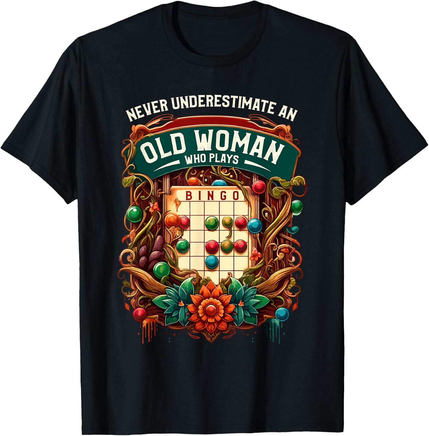 Woman Bingo Player Gambling Bingo Card Game T-Shirt - T-Shirt | Black