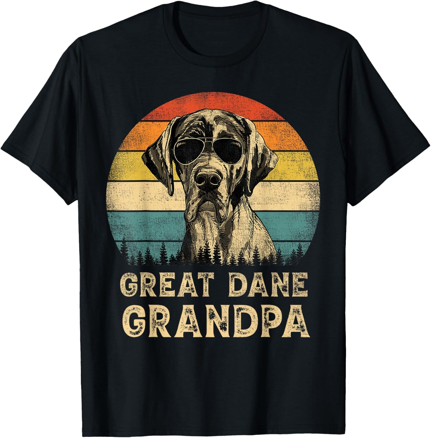 Vintage Great Dane Grandpa Dog Lovers Father's Day T-Shirt - T-Shirt | Black