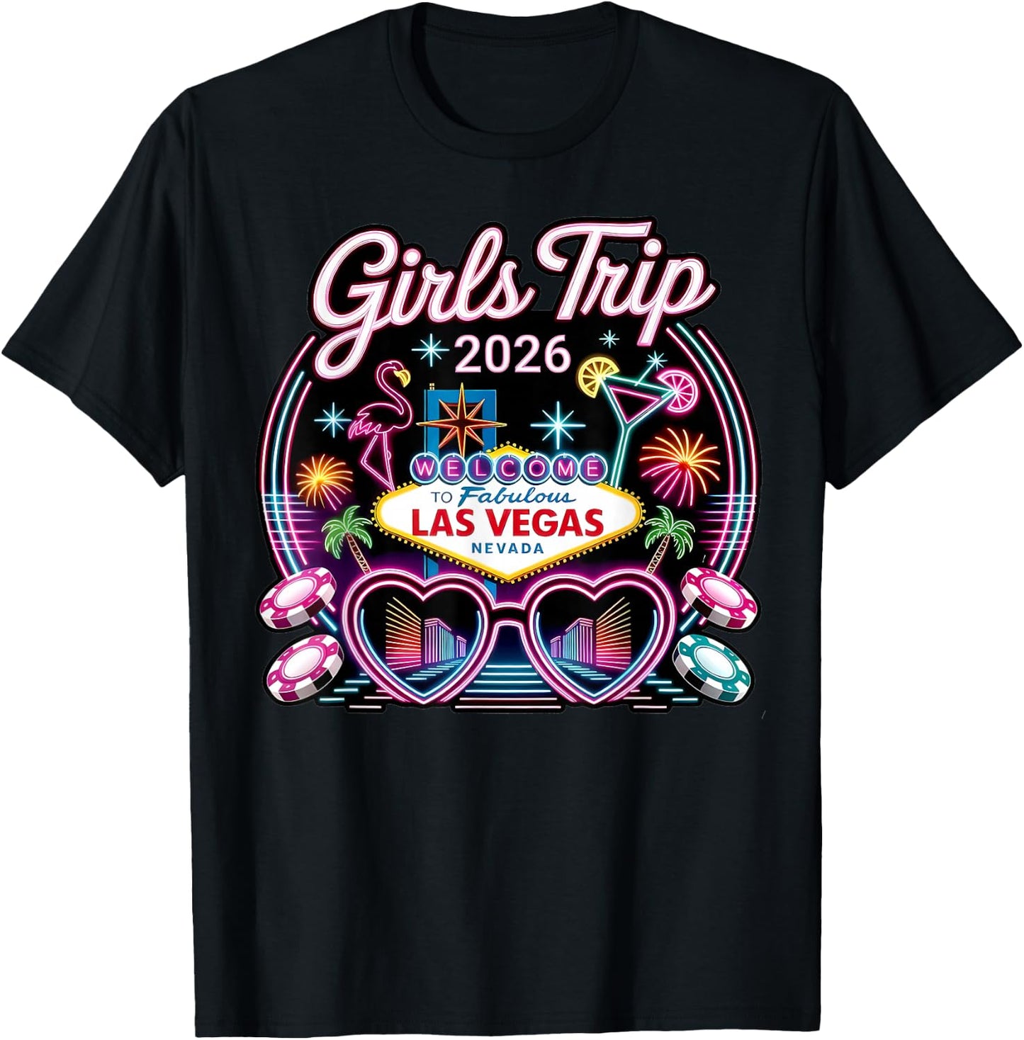 Girls Trip Las Vegas Vacation 2026 Friends Matching T-Shirt - T-Shirt | Black