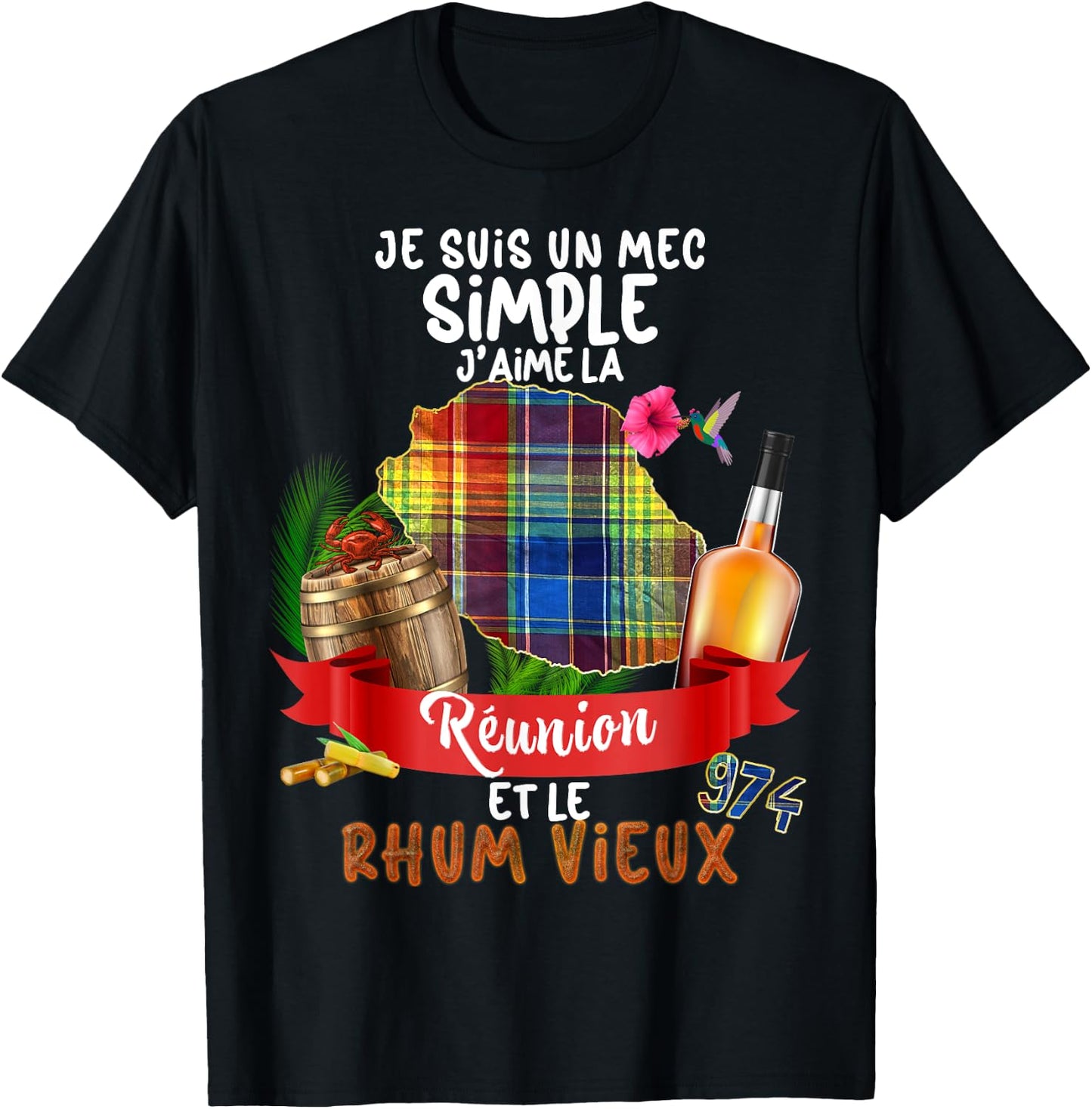Man Reunion Island Aperitif Rum Old Ti Punch Papa Grandpa , Black, S T-Shirt - T-Shirt | Black