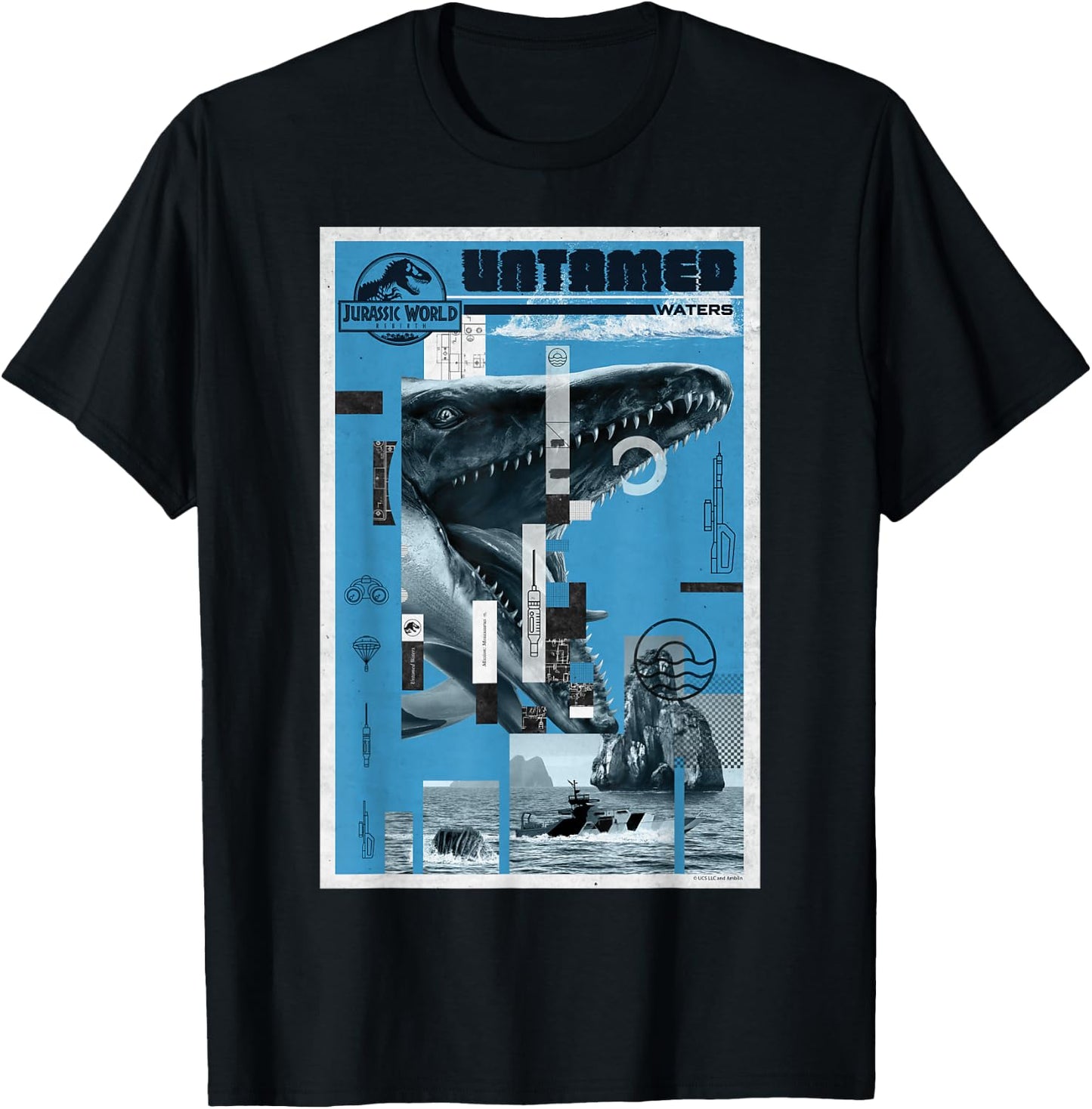 Jurassic World Rebirth Mosasaurus Untamed Waters T-Shirt - T-Shirt | Black