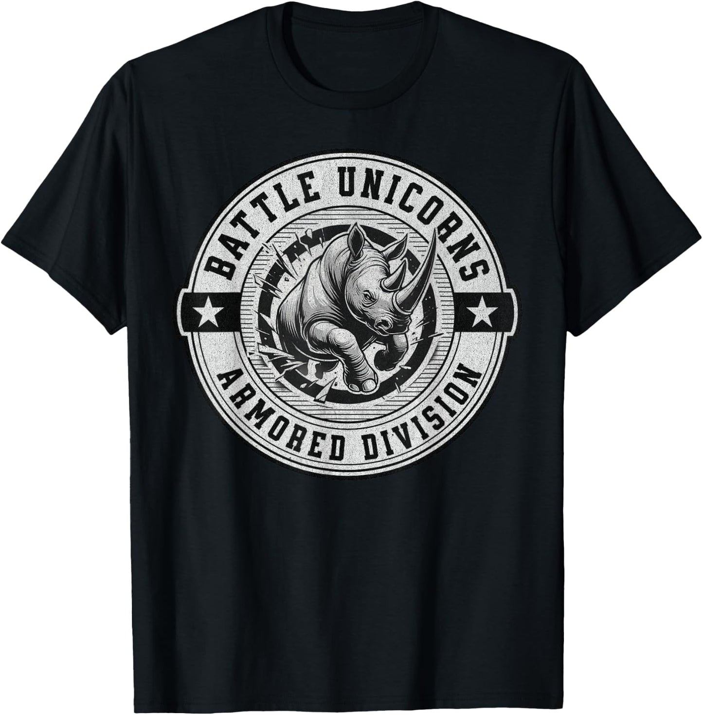 Unicorn Design- Adults or Kids- Battle Unicorns Rhino -Funny T-Shirt - T-Shirt | Black