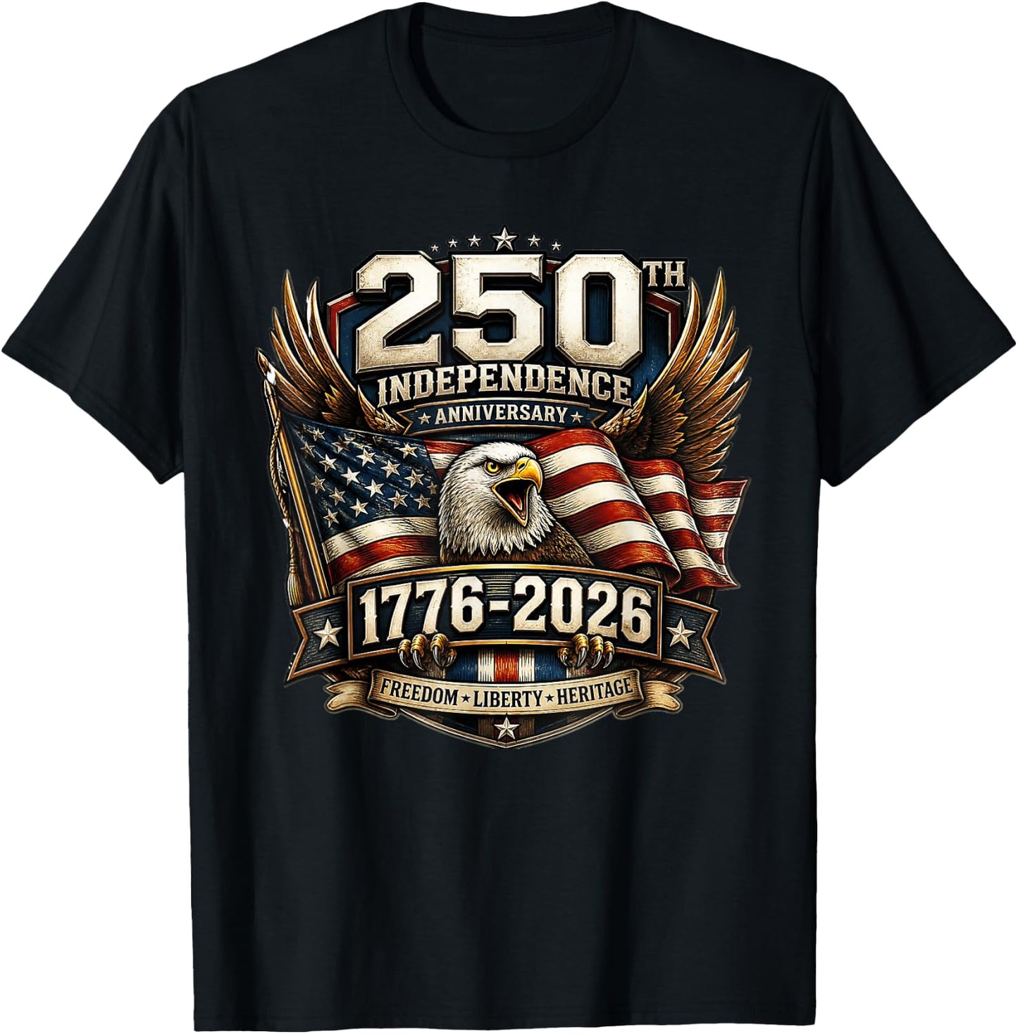 250 Years American 1776 2026 250th 4th July Independence Day T-Shirt - T-Shirt | Black