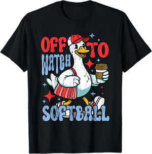 Funny Player Goose Off to Watch Softball Lover Game Day Boys T-Shirt - T-Shirt | Black