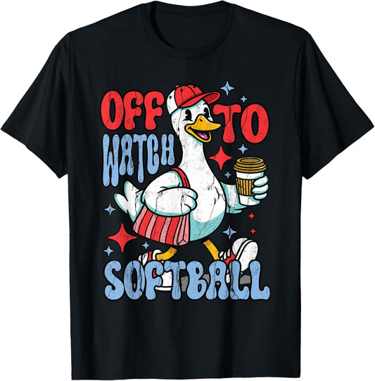 Funny Player Goose Off to Watch Softball Lover Game Day Boys T-Shirt - T-Shirt | Black