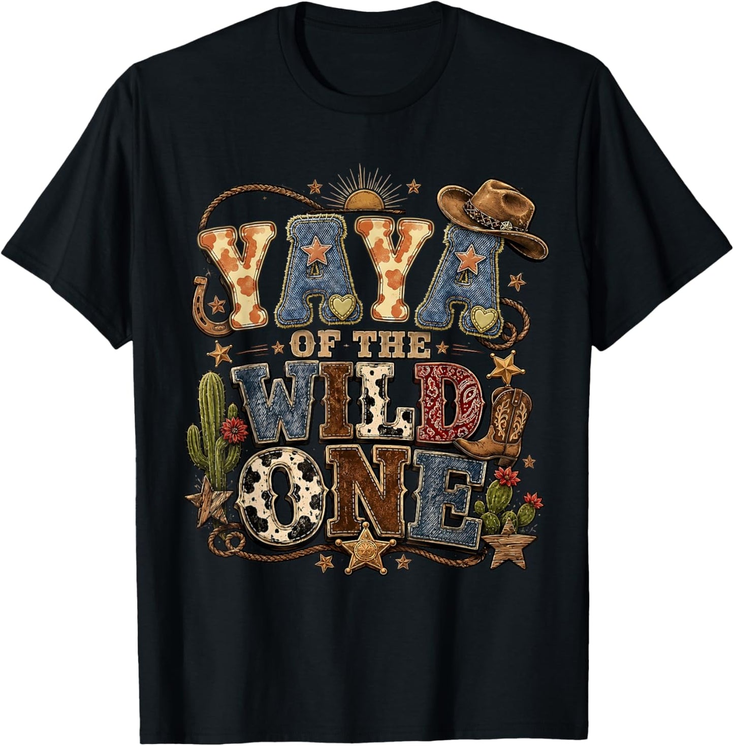 Grandma Yaya of The Wild One Cowboy First Birthday Party T-Shirt - T-Shirt | Black